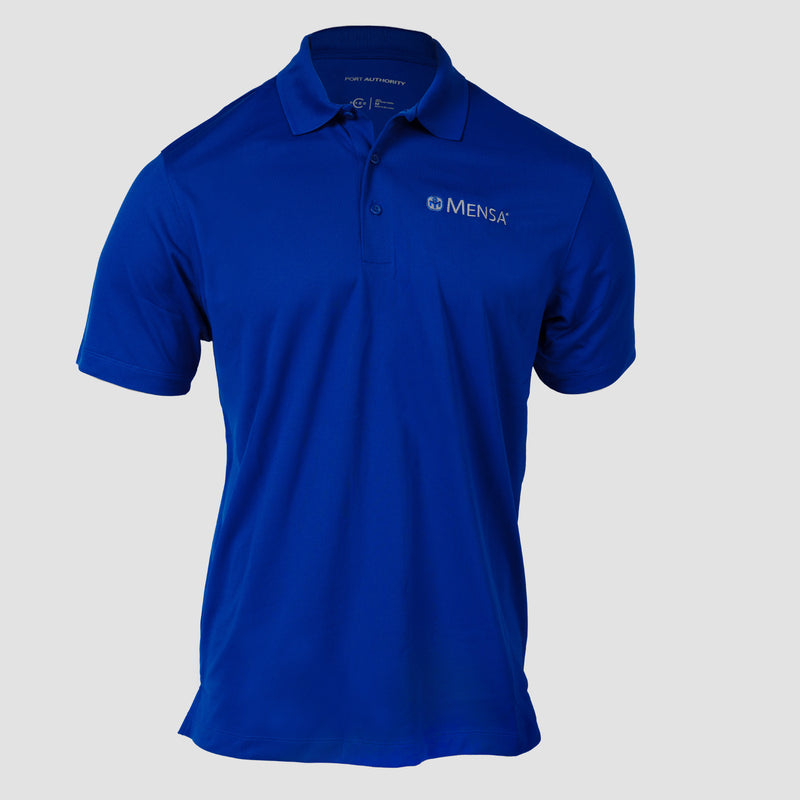 True royal polo with Mensa logo on left chest