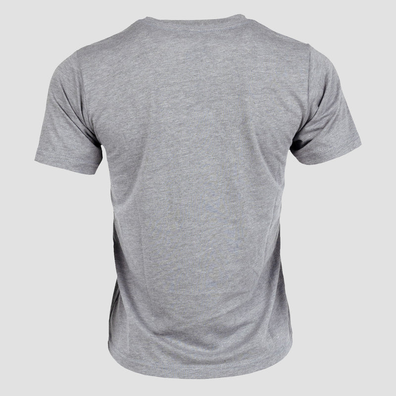 rear view of Grey Collegiate youth tee
