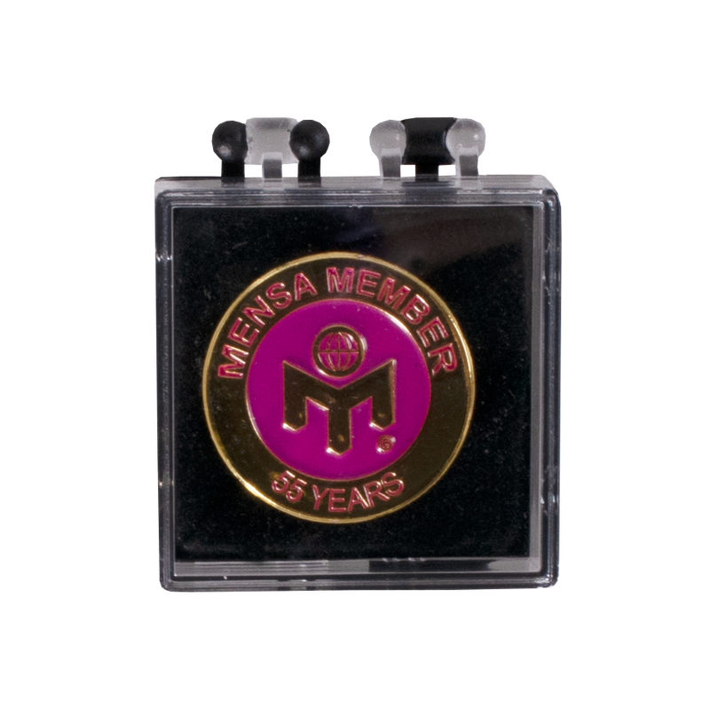 photo of pink member pin 55 years in case