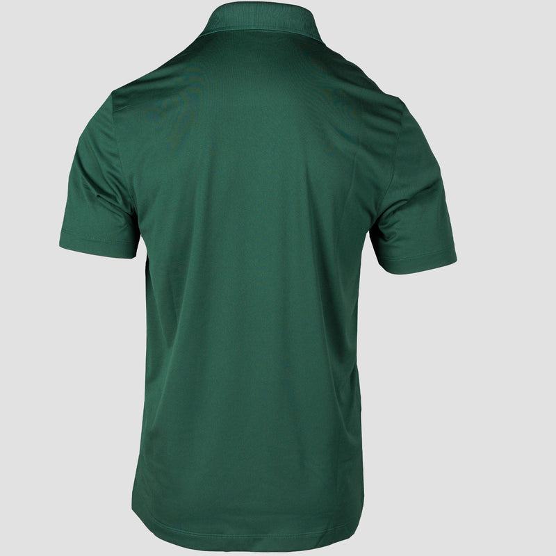 back view of green polo on male mannequin