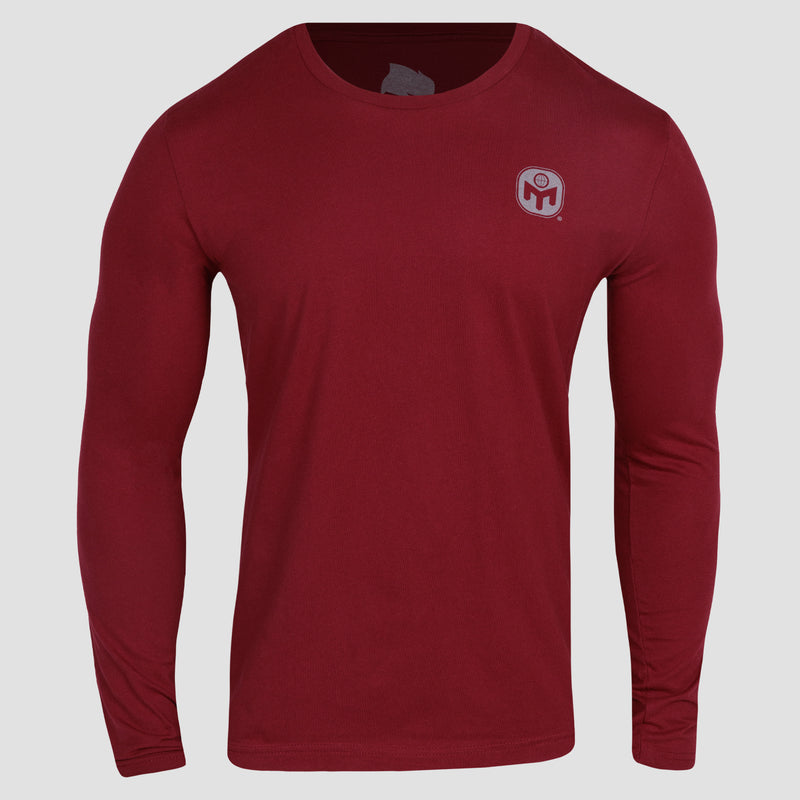 Cardinal long sleeve tee with white Mensa logo on left chest