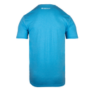 Rear view of light blue tee with "MENSA" logo on upper back