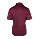 Rear view of ladies burgundy polo