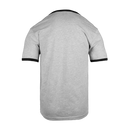 Rear view of athletic heather tee with black accents