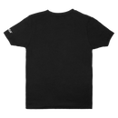 Rear view of youth black tee