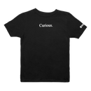 Youth black Tee with "Curious" text