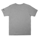 Rear view of youth grey tee