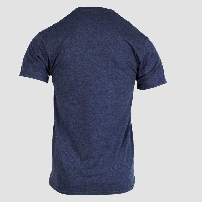back view of Navy Heather Mensa AG Unisex Tee