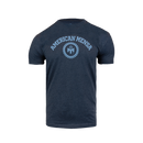 Navy tee with "AMERICAN MENSA" text and Mensa seal