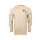 Natural long sleeve tee with Mensa seal on left chest