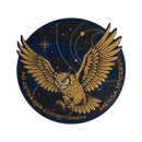 Iron on patch with image of an owl with text "AD ASTRA PER COGNITIONEM MENSA MMXXVI"