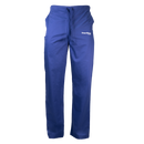 navy unisex scrub pants with white text on thigh "SmartWear by MENSA"