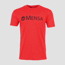 red tee with linear Mensa logo on front