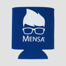 Royal Mensa Koozie with White hair and glasses logo with white "Mensa" text