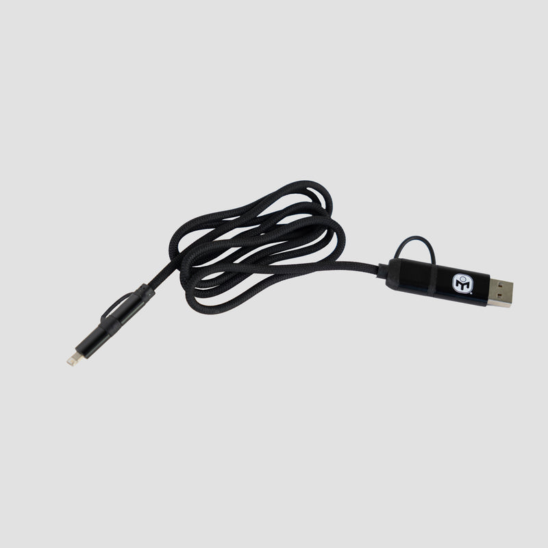 Black charging cable with Mensa logo 