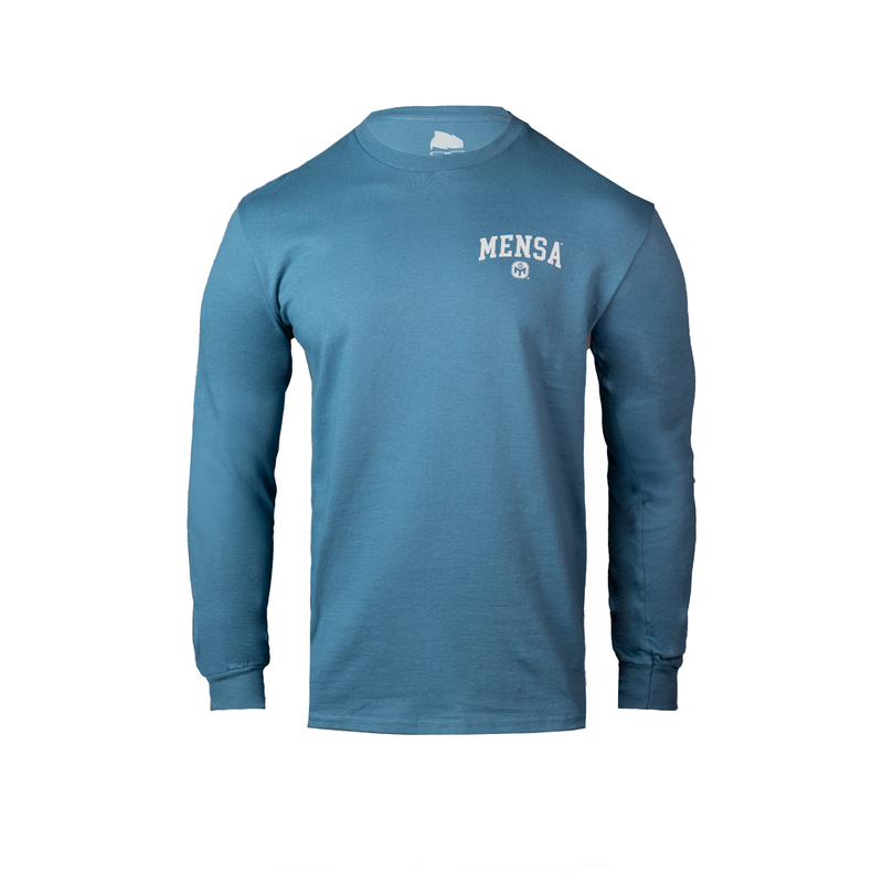 Blue long-sleeve shirt with 'Mensa' logo