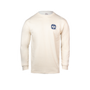 Natural long-sleeve shirt with a Mensa logo on the left chest