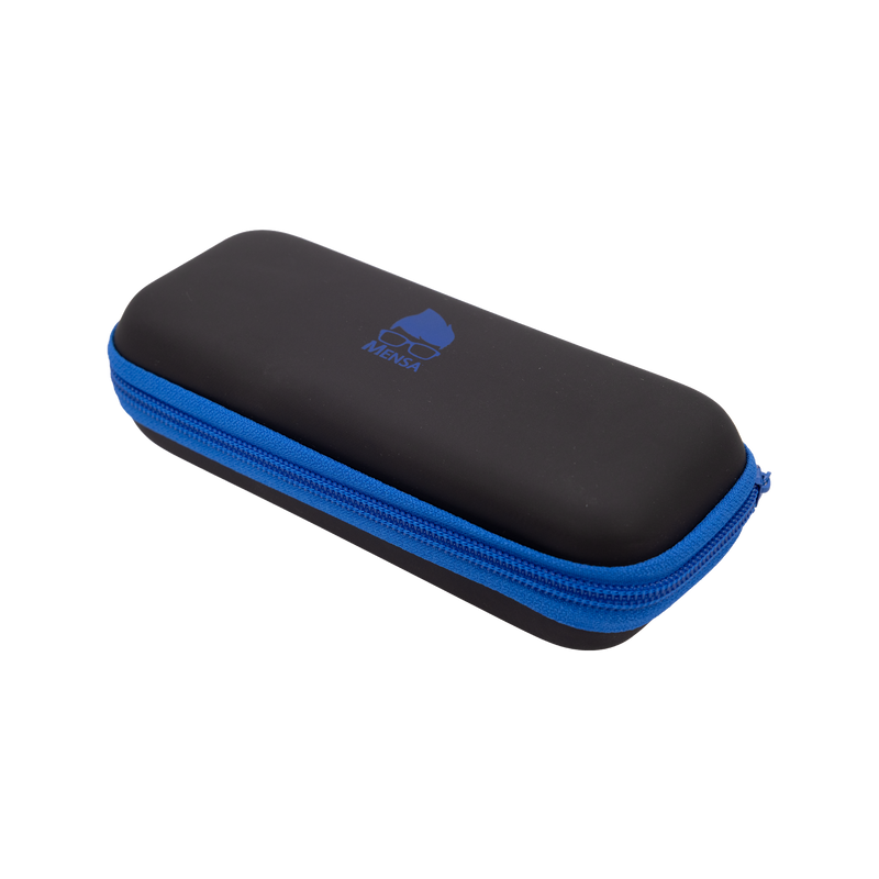 Black and Blue Unbrella case with Mensa geeky logo