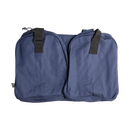 Folded navy duffel bag