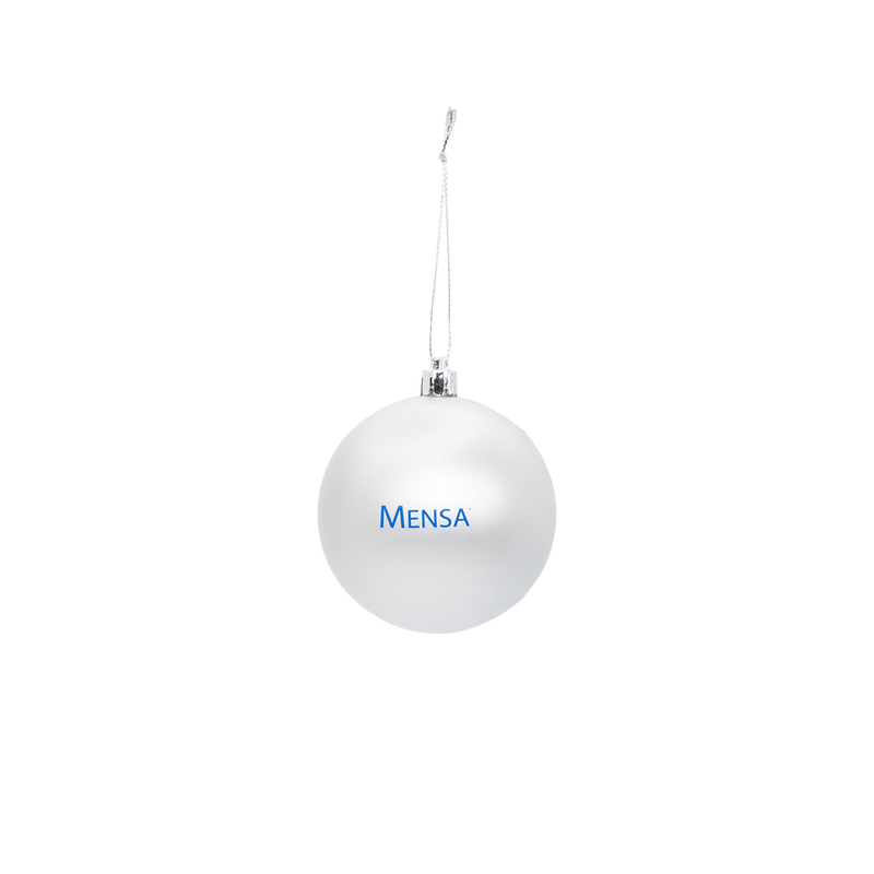 rear view of silver ornament with "Mensa" logo