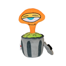 Plush toy resembling a character with an orange top and Trashcan body