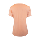 Rear view of dusty peach v-neck ladies tee