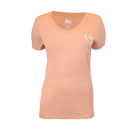Peach-colored t-shirt with a mensa logo on a white background