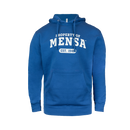 Blue hoodie with "PROPERTY OF MENSA EST 1946" text