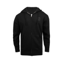 black hoodie with mensa logo on left chest