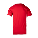 Rear view of Cherry red Unisex Tonal Laurel V Neck Tee