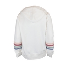 Rear view of ivory Striped Sleeve Full Zip Hoodie