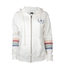 Ivory Striped Sleeve Full Zip Hoodie with Mensa logo on left chest