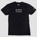 Youth Black Tee with white text on front 'Be Kind. It's Smart." and white Mensa logo on left sleeve