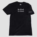 Youth Black Tee with white text on front 'Be Kind. It's Smart." and white Mensa logo on left sleeve