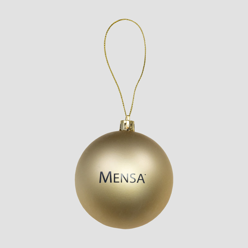 rear view of Mensa Holiday ornament with "MENSA" text