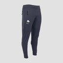 Side angled view of graphite Mensa jogger with "Mensa" text on right leg and Hair and glasses graphic