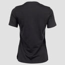 Rear view of ladies black tee