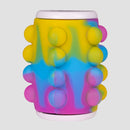 side view of multicolored Mensa Push Pop Spinning Top