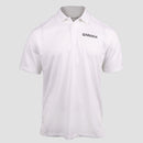 White performance polo with MENSA logo on left chest