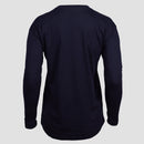 rear view of navy Collegiate LS Ladies Tee 