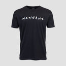 Black tee with white text "MENSANS"