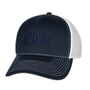 Navy and white cap with 'MENSA' logo on a white background