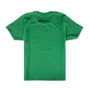 A green heather short-sleeve t-shirt shown from the back, featuring a black printed 'MENSA' logo with a circular emblem on the upper back, set against a plain white background.