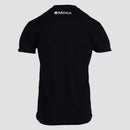back view of tuxedo tee with white Mensa logo on upper back