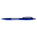 retractable blue pen with white MENSA text