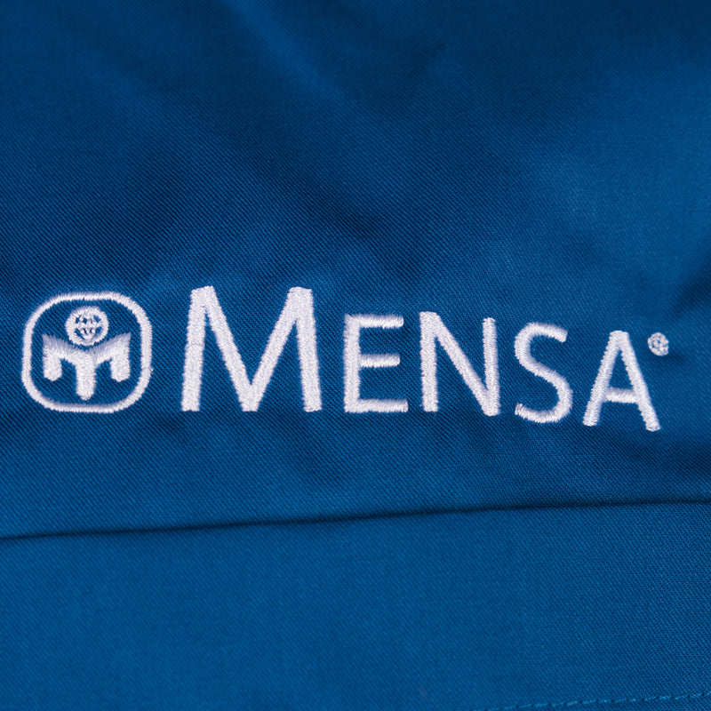 closeup of white mensa logo