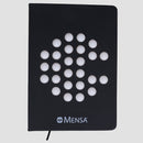 Black notebook with bubble pop front and white Mensa logo
