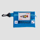 view of mini cards and dice on top of blue pouch