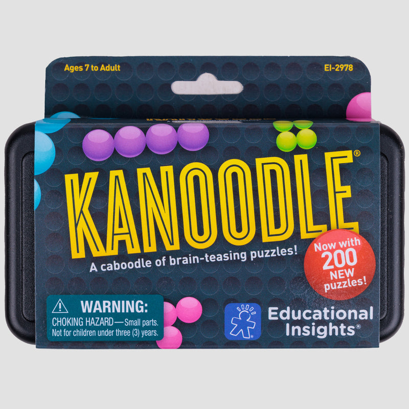 front of package of KANOODLE game a caboodle of brain-teasing puzzles! now with 200 NEW puzzles!
