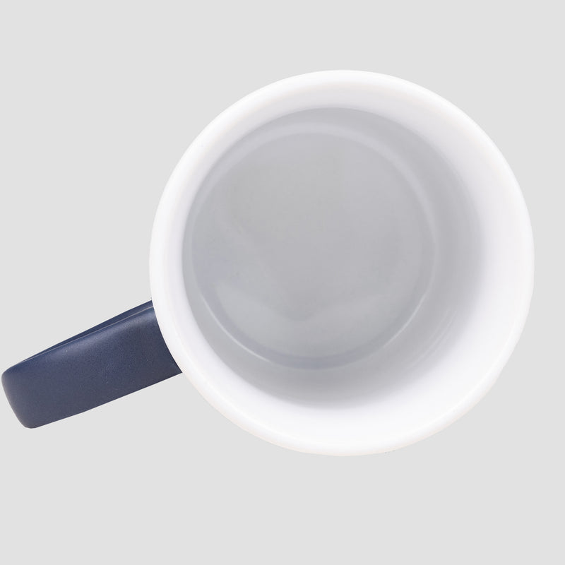 top view of navy mug with white interior